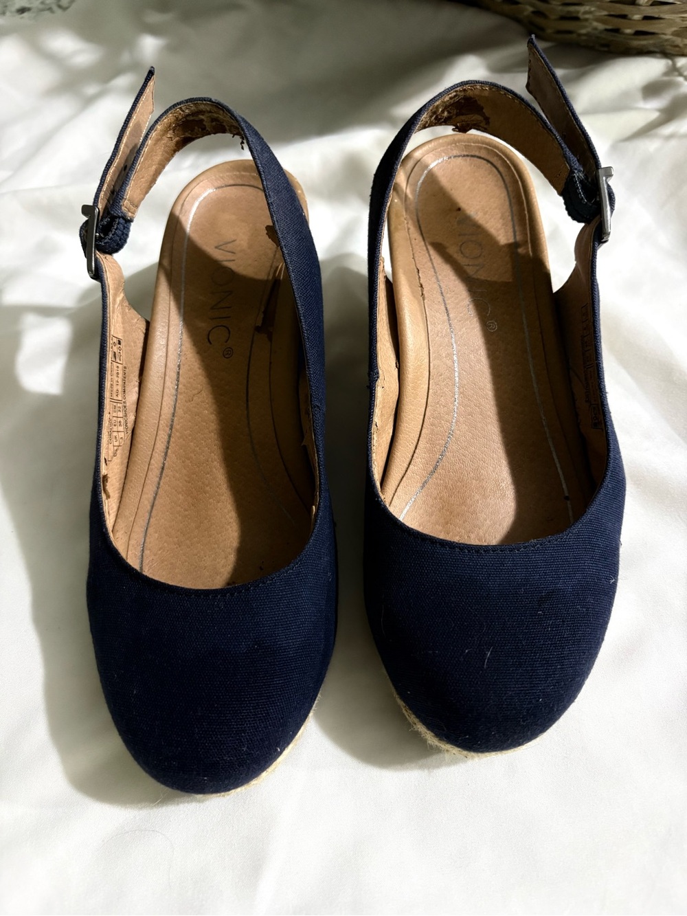 VIONIC Women's Coralina Wedge Espadrille Slingback Sandals, Blue, Size 5 (EU 35)